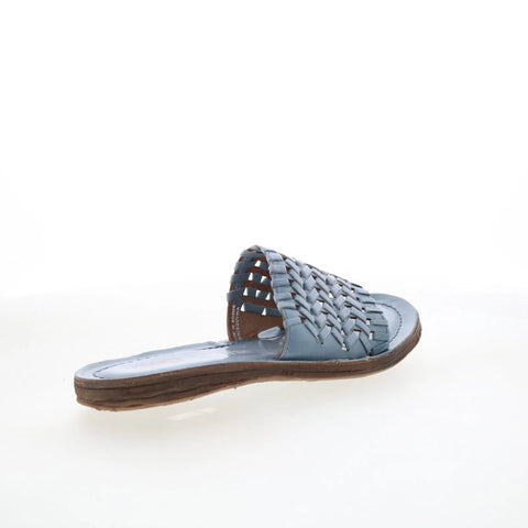A.S. 98 Rex Womens Blue Leather Slip On Slides Sandals Shoes