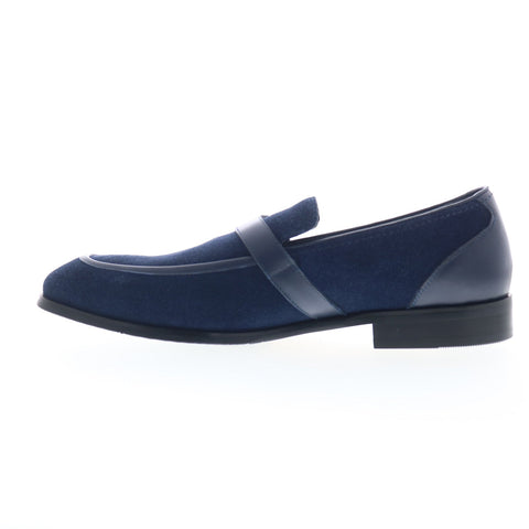 Robert Graham  RG2021-2 Mens Blue Suede Loafers & Slip Ons Casual Shoes