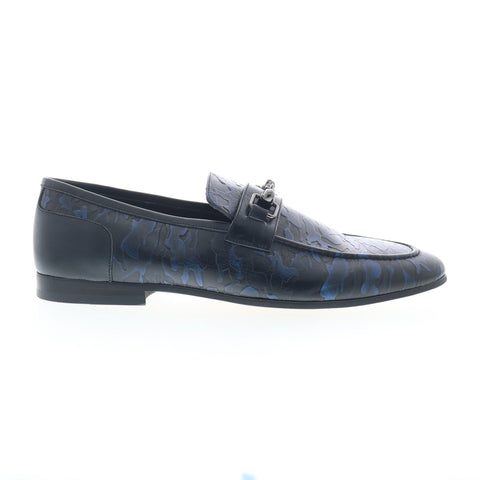 Robert Graham Buck RG5273S Mens Blue Leather Loafers & Slip Ons Casual Shoes