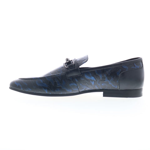 Robert Graham Buck RG5273S Mens Blue Leather Loafers & Slip Ons Casual Shoes