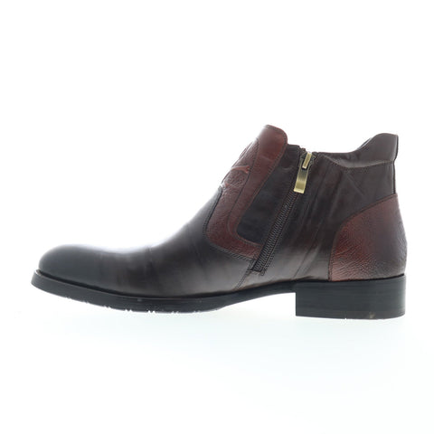 Robert Graham Zeitz RG5454B Mens Brown Leather Zipper Casual Dress Boots