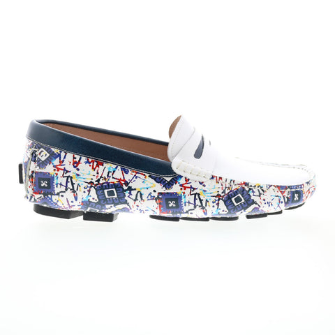 Robert Graham Welnick RG5487S Mens White Loafers & Slip Ons Moccasin Shoes