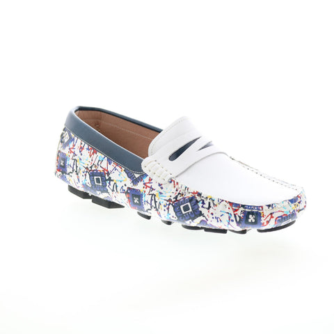 Robert Graham Welnick RG5487S Mens White Loafers & Slip Ons Moccasin Shoes