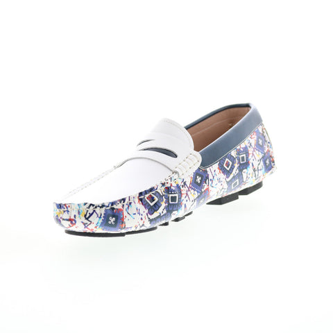 Robert Graham Welnick RG5487S Mens White Loafers & Slip Ons Moccasin Shoes