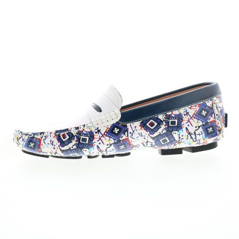 Robert Graham Welnick RG5487S Mens White Loafers & Slip Ons Moccasin Shoes