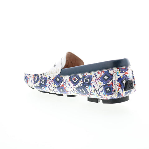 Robert Graham Welnick RG5487S Mens White Loafers & Slip Ons Moccasin Shoes