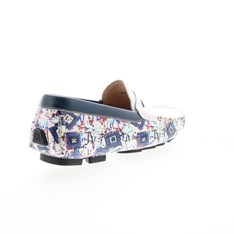Robert Graham Welnick RG5487S Mens White Loafers & Slip Ons Moccasin Shoes