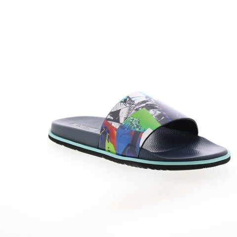 Robert Graham Burdon RG5519F Mens Blue Synthetic Slip On Slides Sandals Shoes