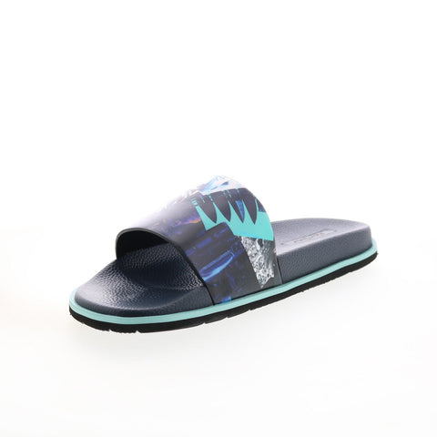Robert Graham Burdon RG5519F Mens Blue Synthetic Slip On Slides Sandals Shoes