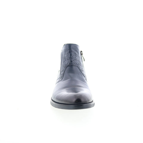 Robert Graham Navarra RG5572B Mens Blue Leather Zipper Casual Dress Boots