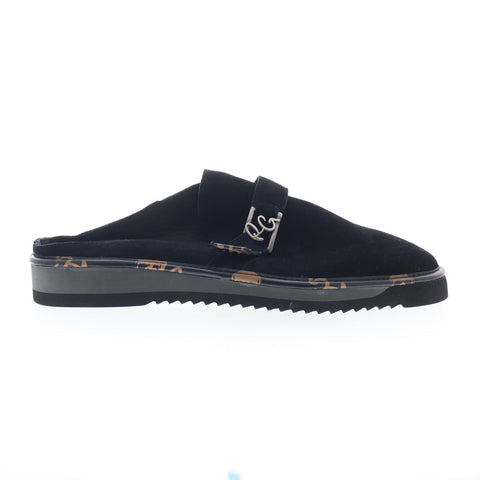 Robert Graham Sandbar RG5624S Mens Black Leather Slip On Slides Sandals Shoes