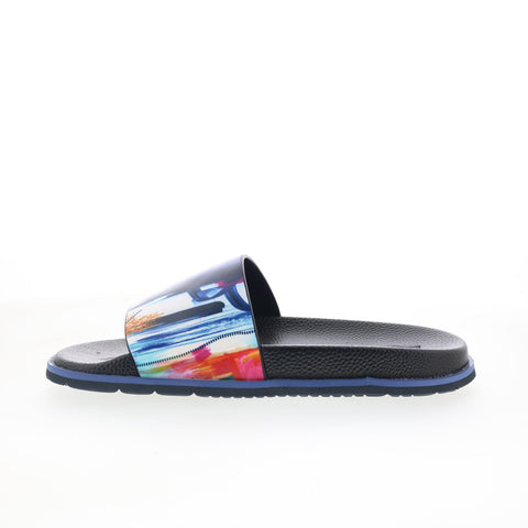 Robert Graham Rainforest RG5625F Mens Blue Leather Slides Sandals Shoes