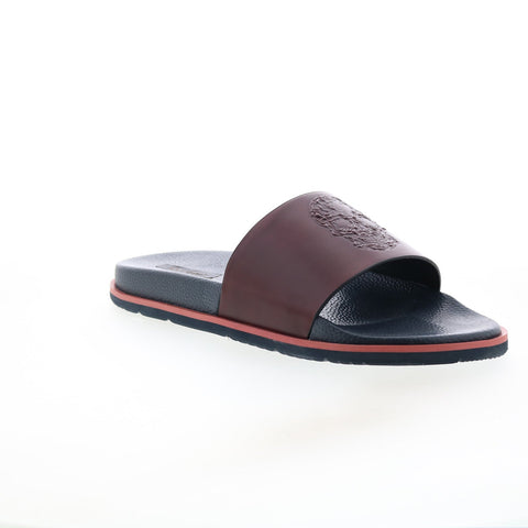 Robert Graham Adrift RG5630F Mens Brown Leather Slip On Slides Sandals Shoes