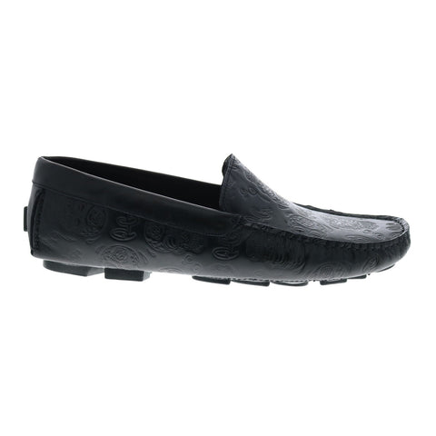 Robert Graham Crossbones RG5668S Mens Black Leather Loafers Moccasin Shoes