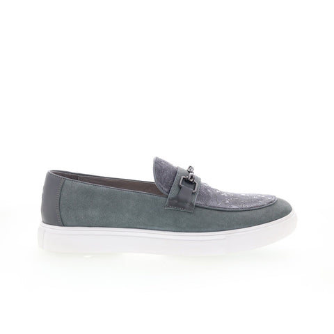 Robert Graham Aries RG5696S Mens Gray Suede Loafers & Slip Ons Moccasin Shoes