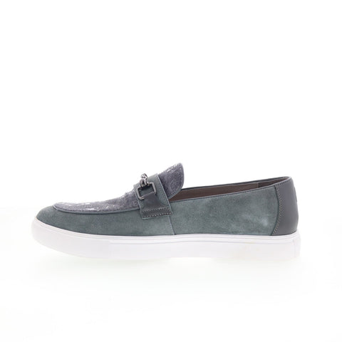 Robert Graham Aries RG5696S Mens Gray Suede Loafers & Slip Ons Moccasin Shoes