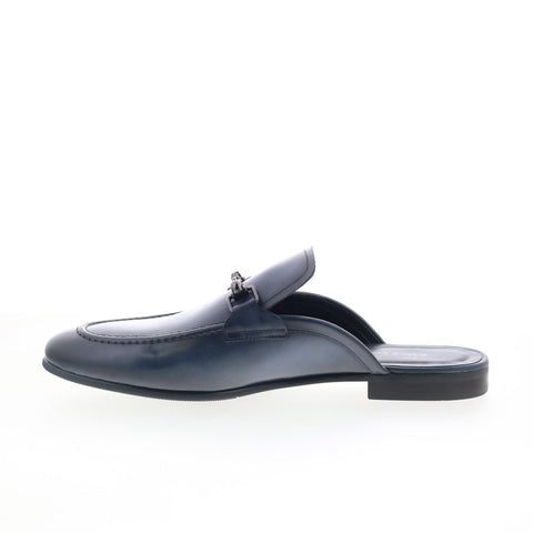 Robert Graham Sputniik RG5702S Mens Blue Leather Slip On Slides Sandals Shoes