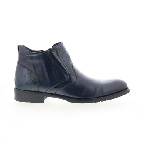 Robert Graham Telescope RG5707B Mens Blue Leather Zipper Casual Dress Boots