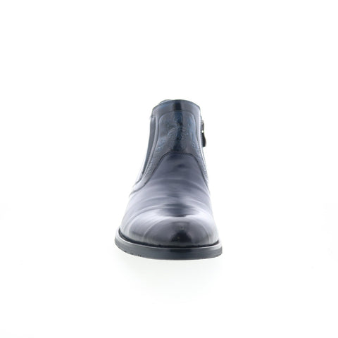 Robert Graham Telescope RG5707B Mens Blue Leather Zipper Casual Dress Boots