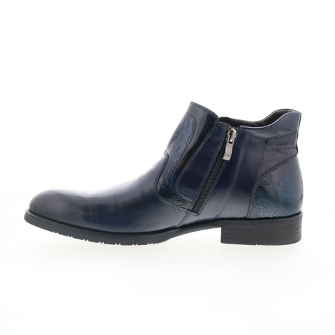 Robert Graham Telescope RG5707B Mens Blue Leather Zipper Casual Dress Boots