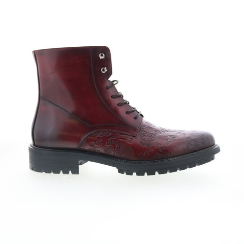 Robert Graham Cosmic RG5711B Mens Burgundy Leather Lace Up Casual Dress Boots