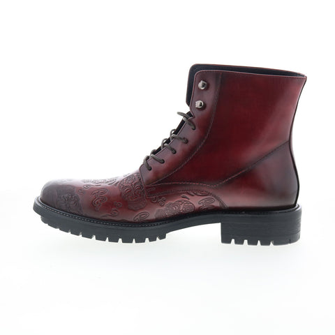 Robert Graham Cosmic RG5711B Mens Burgundy Leather Lace Up Casual Dress Boots