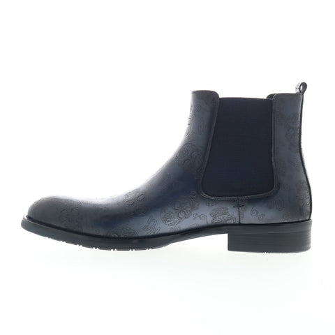 Robert Graham Big Bang RG5712B Mens Blue Leather Slip On Chelsea Boots