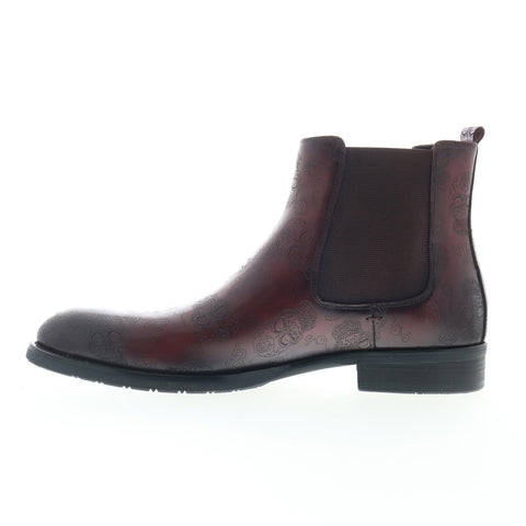 Robert Graham Big Bang RG5712B Mens Burgundy Leather Slip On Chelsea Boots