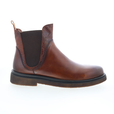 Robert Graham Nova RG5713B Mens Brown Leather Slip On Chelsea Boots