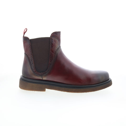 Robert Graham Nova RG5713B Mens Burgundy Leather Slip On Chelsea Boots