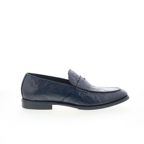 Robert Graham Boerne RG5734S Mens Blue Leather Loafers & Slip Ons Penny Shoes