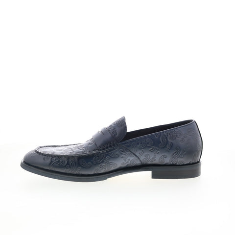 Robert Graham Boerne RG5734S Mens Blue Leather Loafers & Slip Ons Penny Shoes