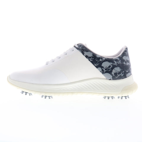 Robert Graham Crockett RG5758G Mens White Leather Lace Up Athletic Golf Shoes
