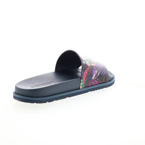 Robert Graham Avenue RG5838F Mens Blue Leather Slip On Slides Sandals Shoes