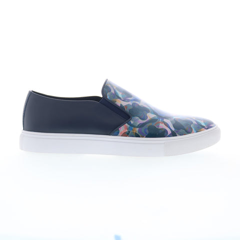 Robert Graham RG5879S Mens Blue Leather Slip O Lifestyle Sneakers Shoes