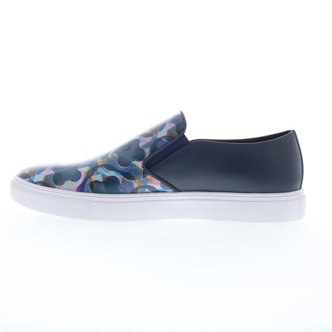 Robert Graham RG5879S Mens Blue Leather Slip O Lifestyle Sneakers Shoes