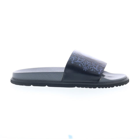 Robert Graham Oberoi RG5888F Mens Gray Leather Slip On Slides Sandals Shoes