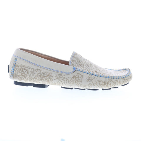 Robert Graham RGS5234 Mens Beige Leather Loafers & Slip Ons Moccasin Shoes