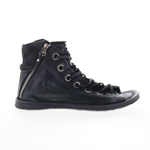 A.S. 98 Rhett Womens Black Leather Zipper Strap Sandals Shoes