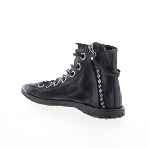 A.S. 98 Rhett Womens Black Leather Zipper Strap Sandals Shoes