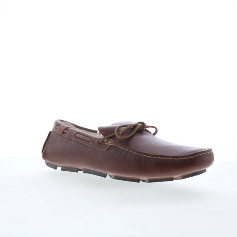 Rockport Rhyder Tie Slipper Mens Brown Nubuck Loafers & Slip Ons Moccasin Shoes