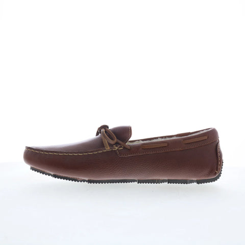 Rockport Rhyder Tie Slipper Mens Brown Nubuck Loafers & Slip Ons Moccasin Shoes
