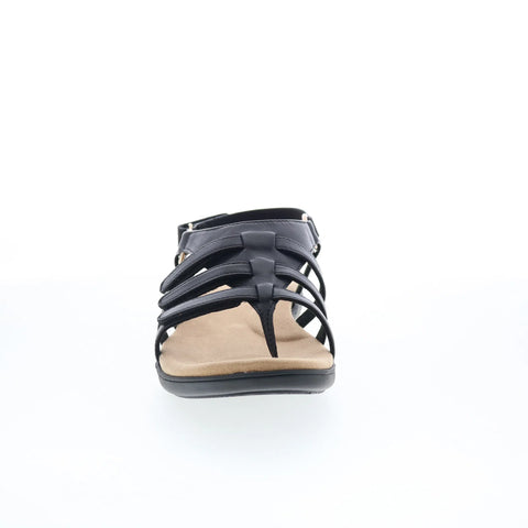 Trotters Ria T2520-001 Womens Black Leather Strap Sandals Shoes