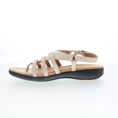 Trotters Ria T2520-112 Womens Beige Leather Strap Sandals Shoes