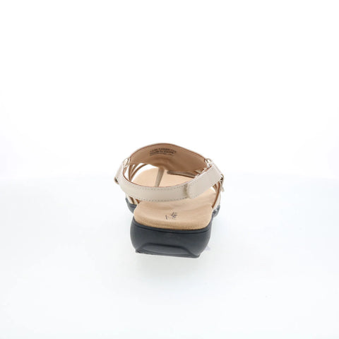 Trotters Ria T2520-112 Womens Beige Leather Strap Sandals Shoes