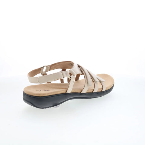 Trotters Ria T2520-112 Womens Beige Leather Strap Sandals Shoes