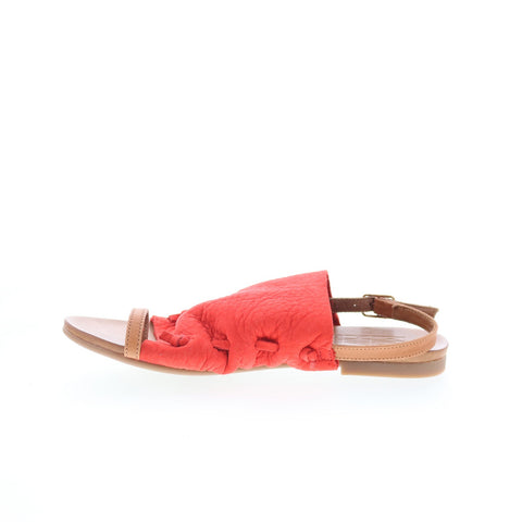Miz Mooz Rian Womens Red Leather Hook & Loop Slides Sandals Shoes