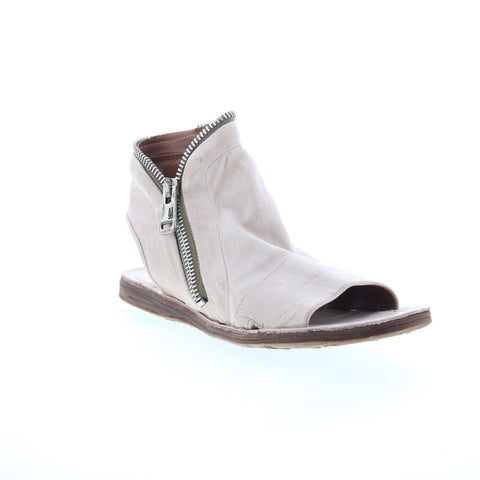 A.S. 98 Ritchie Womens Gray Leather Zipper Mule Flats Shoes