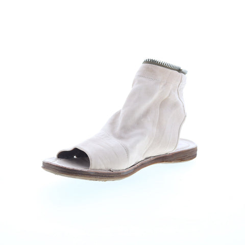 A.S. 98 Ritchie Womens Gray Leather Zipper Mule Flats Shoes
