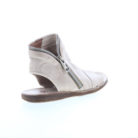 A.S. 98 Ritchie Womens Gray Leather Zipper Mule Flats Shoes